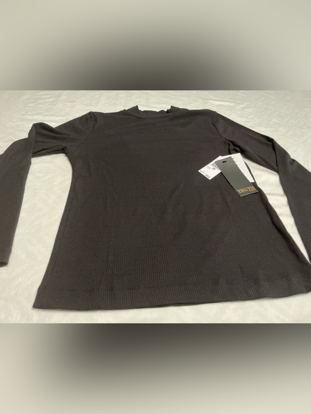 NWT Truth By Republic Black Ribbed Mock Neck Top Medium